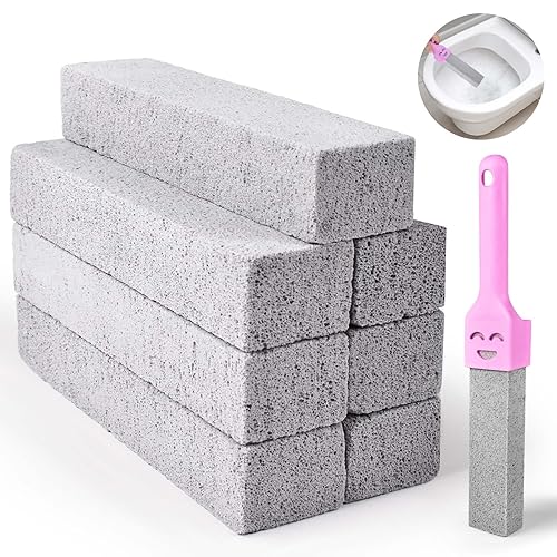 CONLI 8 Pack Pumice Stone Toilet Bowl Cleaner, Toilet Pumice Stone with Handle Remove Toilet Bowl Hard Water Rings Suitable for Cleaning Toilet