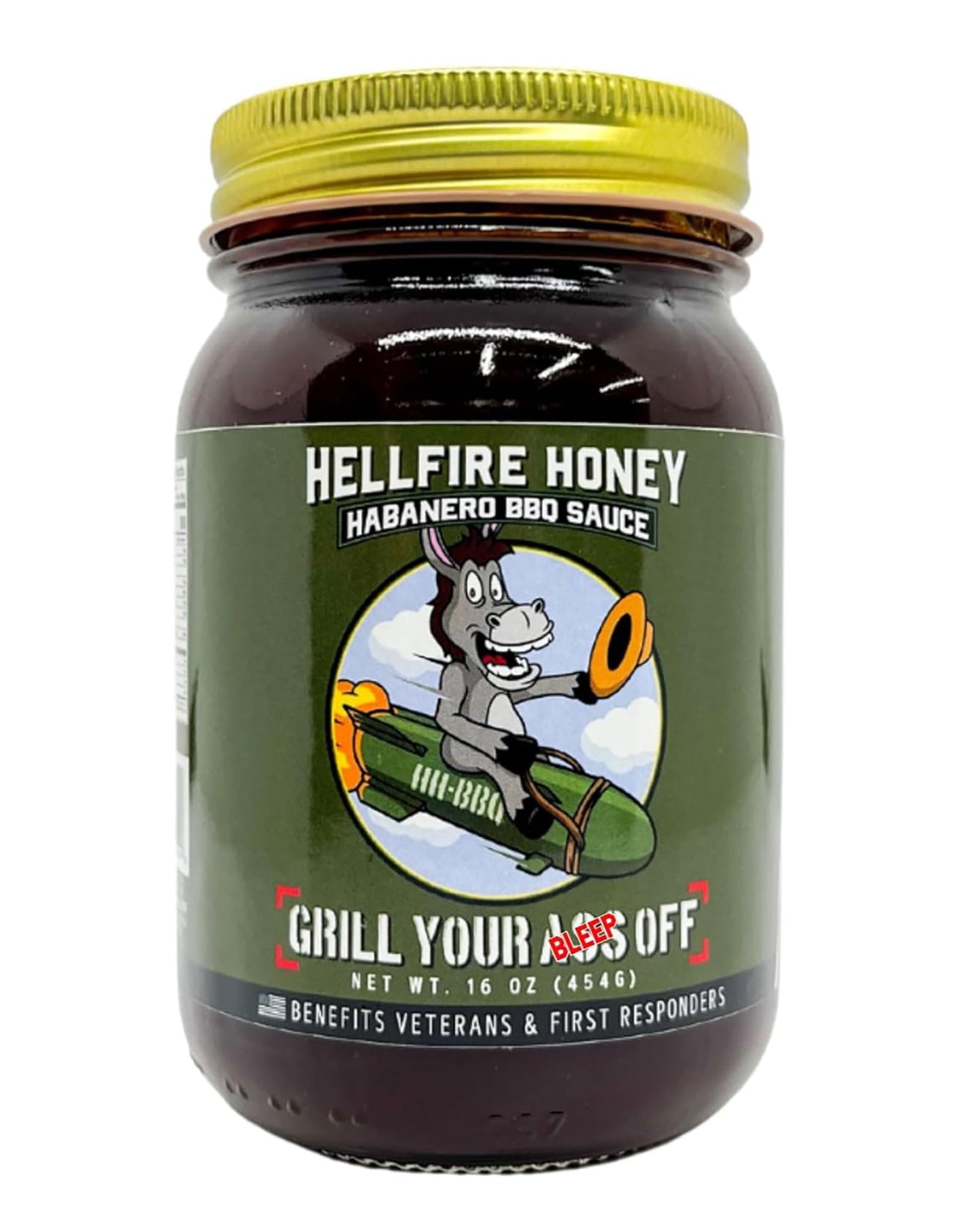 Grill Your As* Off Hellfire Honey Habanero BBQ Sauce - 16oz Sweet & Spicy Explosive Flavor Barbecue Sauce for Beef, Steak, Pork & Chicken - Gourmet