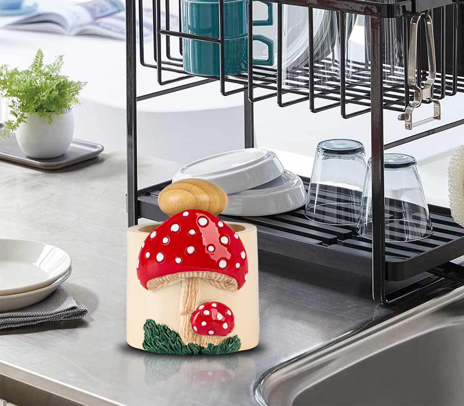 Mushroom Dish Brush Holder And Dish Scrubber Dish Brush And Holder Set Dish Scrub Brush For Cleaning Dishes