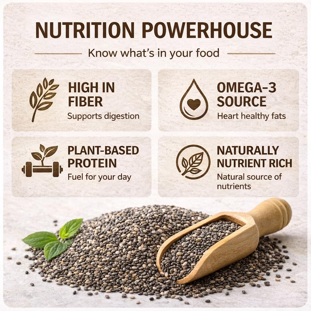 Organic Black Chia Seeds 25 lb Bulk - High Fiber Omega-3 Superfood, Non-GMO, Gluten Free, Vegan, Kosher, Whole Chia Seeds for Smoothies, Chia Pudding