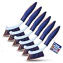 Bring It On Grout Cleaning Brush 6-Pack- Crevice Cleaning Brush with Stiff Nylon Bristles - 8-inch Heavy-Duty Grout and Tile Cleaner Brush - Scrubbing