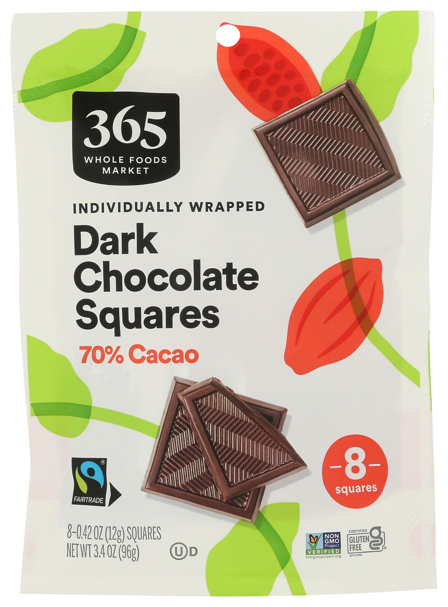 365 by Whole Foods Market Solid Dark Chocolate Square 8 Count, 0.42 OZ