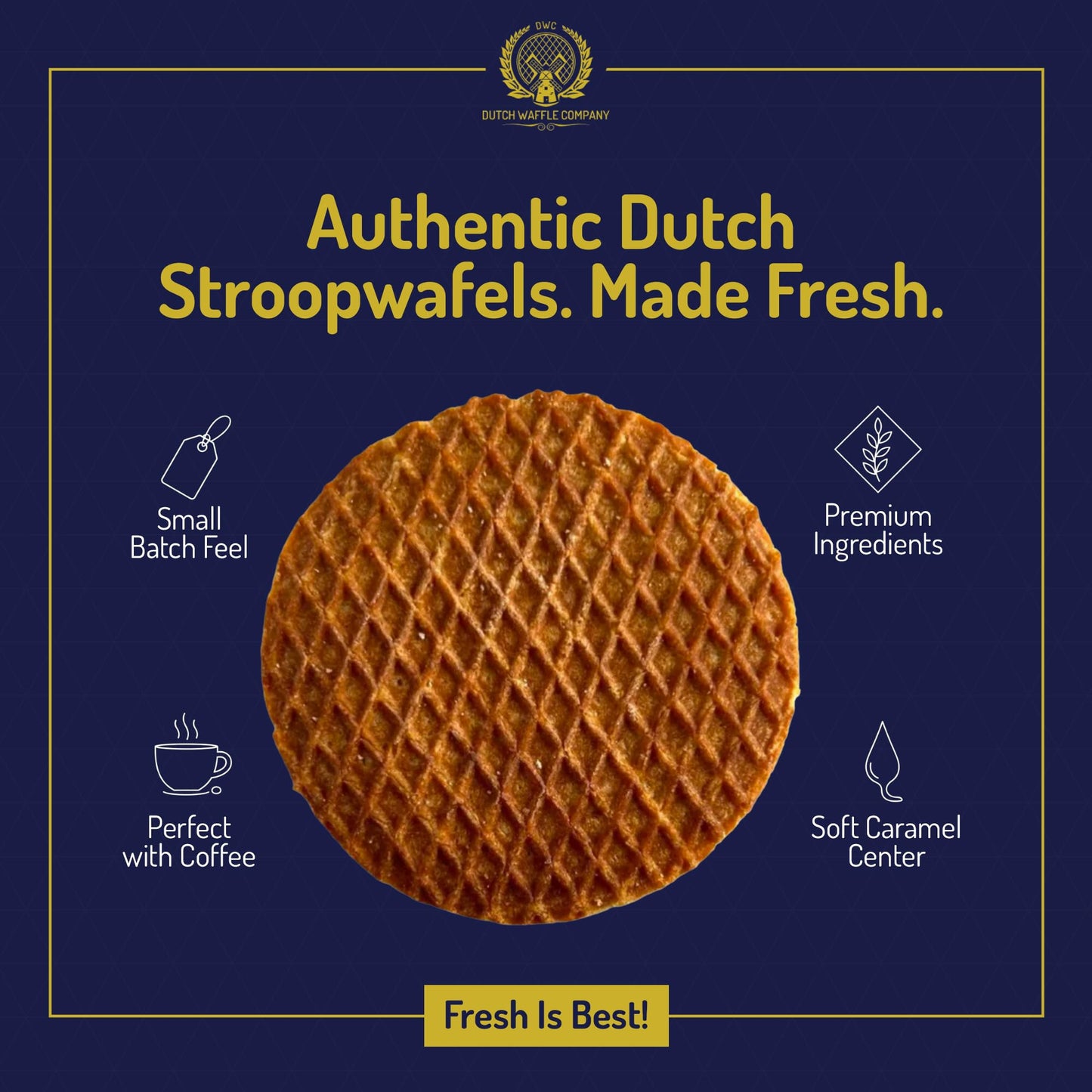 Dutch Waffle Company Cinnamon Stroopwafel Flavored Ground Coffee, 12 oz, Arabica Coffee with Caramel, Brown Sugar & Butter Cookie Notes, Limited