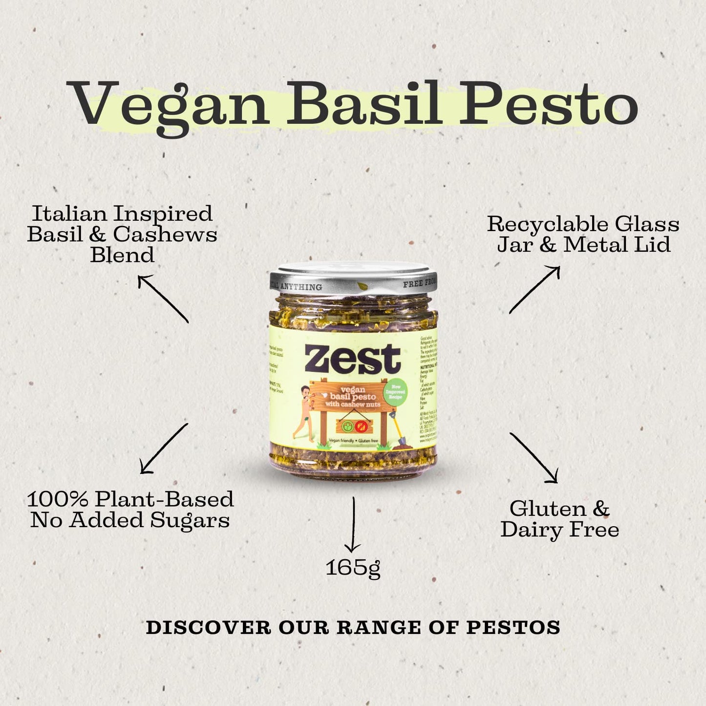 Zest Vegan Basil Pesto 165g