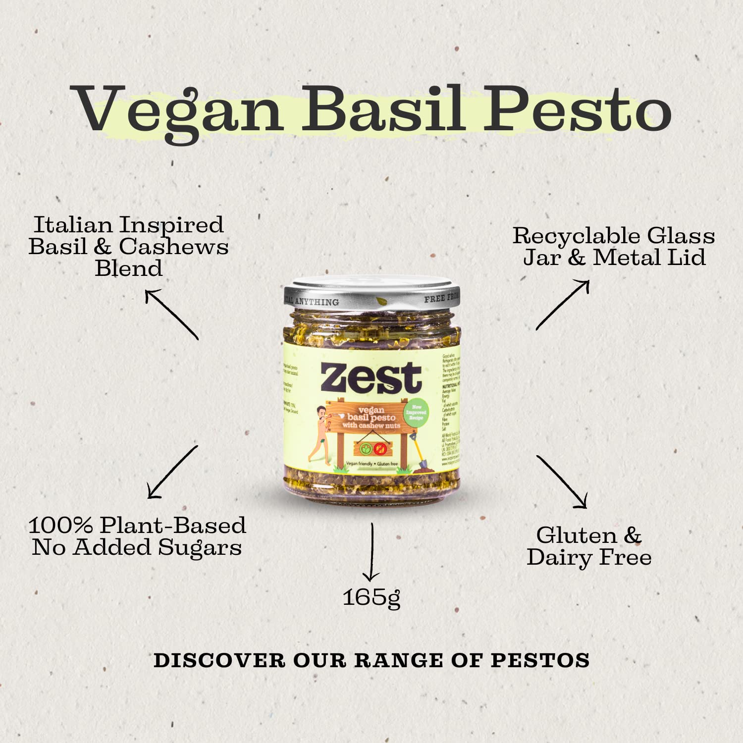 Zest Vegan Basil Pesto 165g