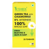 Teabox Premium Darjeeling Green Tea With Chamomile Flowers | 100% Whole Leaf & 0% Bitterness | Green Tea From The Himalayas | 25 Tea Bags (Low