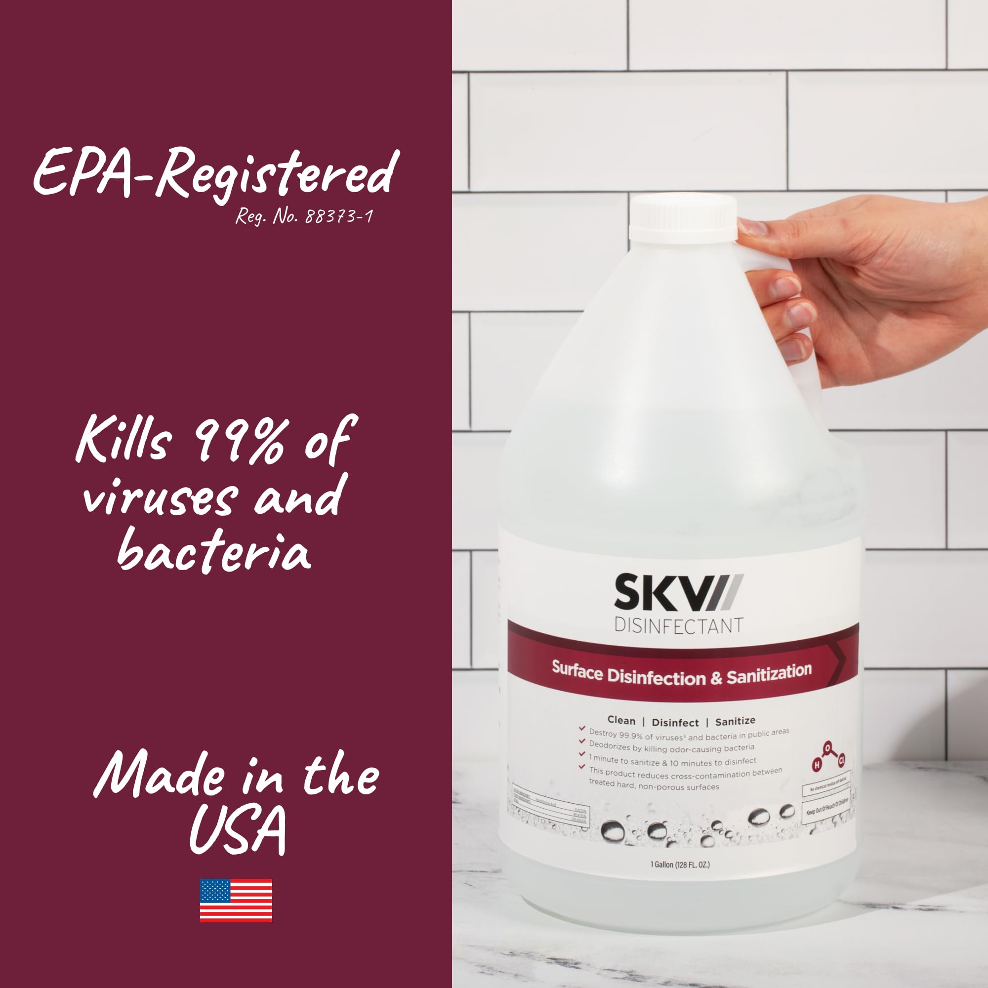 SKV Surface Disinfection and Sanitization | Cleans, Deodorizes, and Disinfects, Made with Hypochlorous Acid and Destroys 99.9% of Viruses