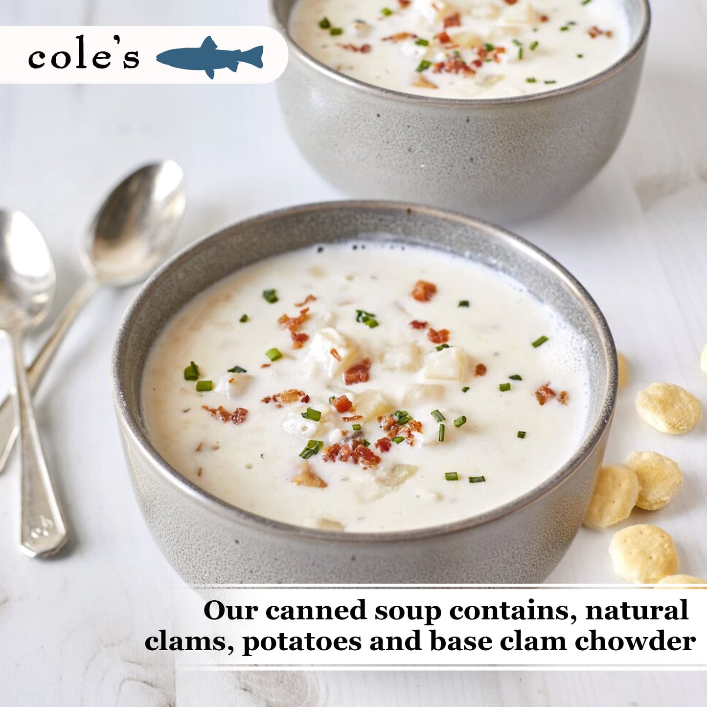 COLES New England Clam Chowder - Gluten Free, Chowder Soup with New Potatoes and Clams, 15 oz