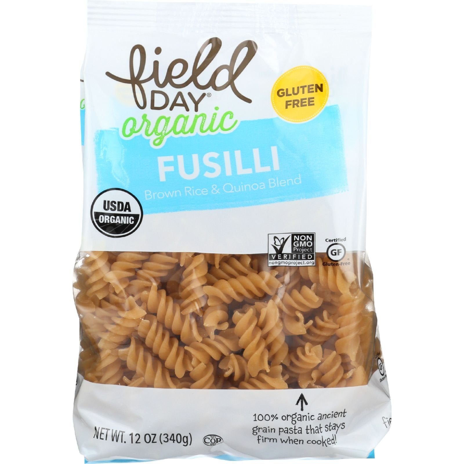 Field Day Pasta Organic Brown Rice and Quinoa Blend Fusilli, 12 Count