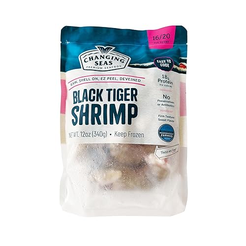 Changing Seas, Shrimp Black Tiger Ez 16/20 Frozen, 12 Ounce