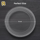 R-kay 100 Pack 9 Inch Clear Plastic Plates Disposable - Heavy Duty 9 Inch Clear Plates For Party - Microwavable Clear Disposable Plates