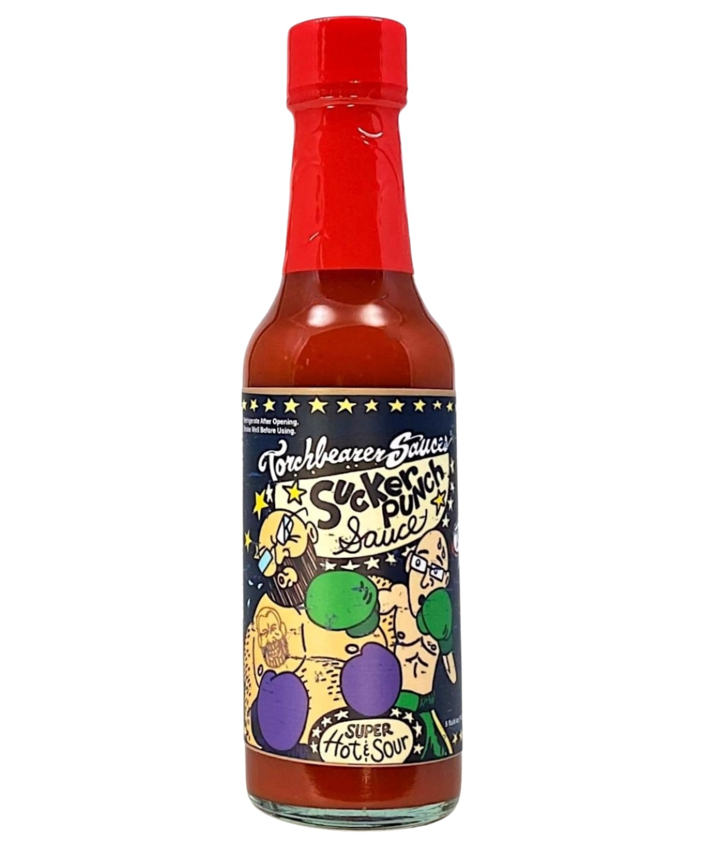 Torchbearer Sauces Sucker Punch 5 oz, Super Hot Sauce - Heat Level 9, Carolina Reaper & Ghost Pepper Hot Sauce - Featured on Hot Ones - All Natural