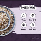 Regular Rolled Oats, Organic, Bulk, Oatmeal, Breakfast Food, Non-Gmo, High Fiber (25 Pounds)