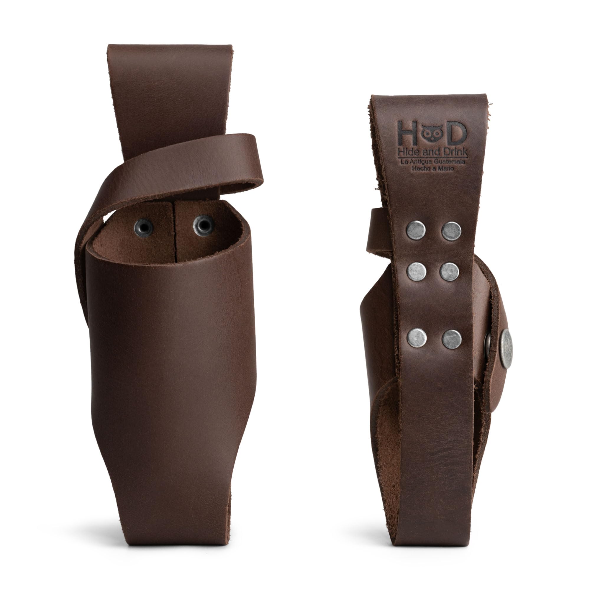 Hide & Drink, Set of 2 Hot Sauce Holsters 5oz & 2oz Bottle Belt Sheath, Compatible with Tobasco Cholulah Sriracha Hot Sauce, Bottle Holder, Full Grain