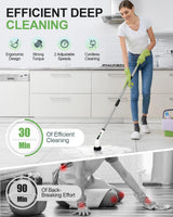 Electric Spin Scrubber, Cordless Cleaning Brush, Shower Scrubber IPX7 Waterproof Bathroom Scrubber, Adjustable Extension Handle, Floor Polishers 7