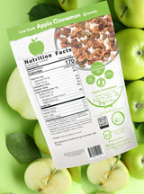 Keto Factory Apple Cinnamon Granola - 3g Net Carbs, Gluten Free, Diabetic Friendly Keto Snacks for Adult - No Added Sugar, Crunchy, and Nutrient Dense