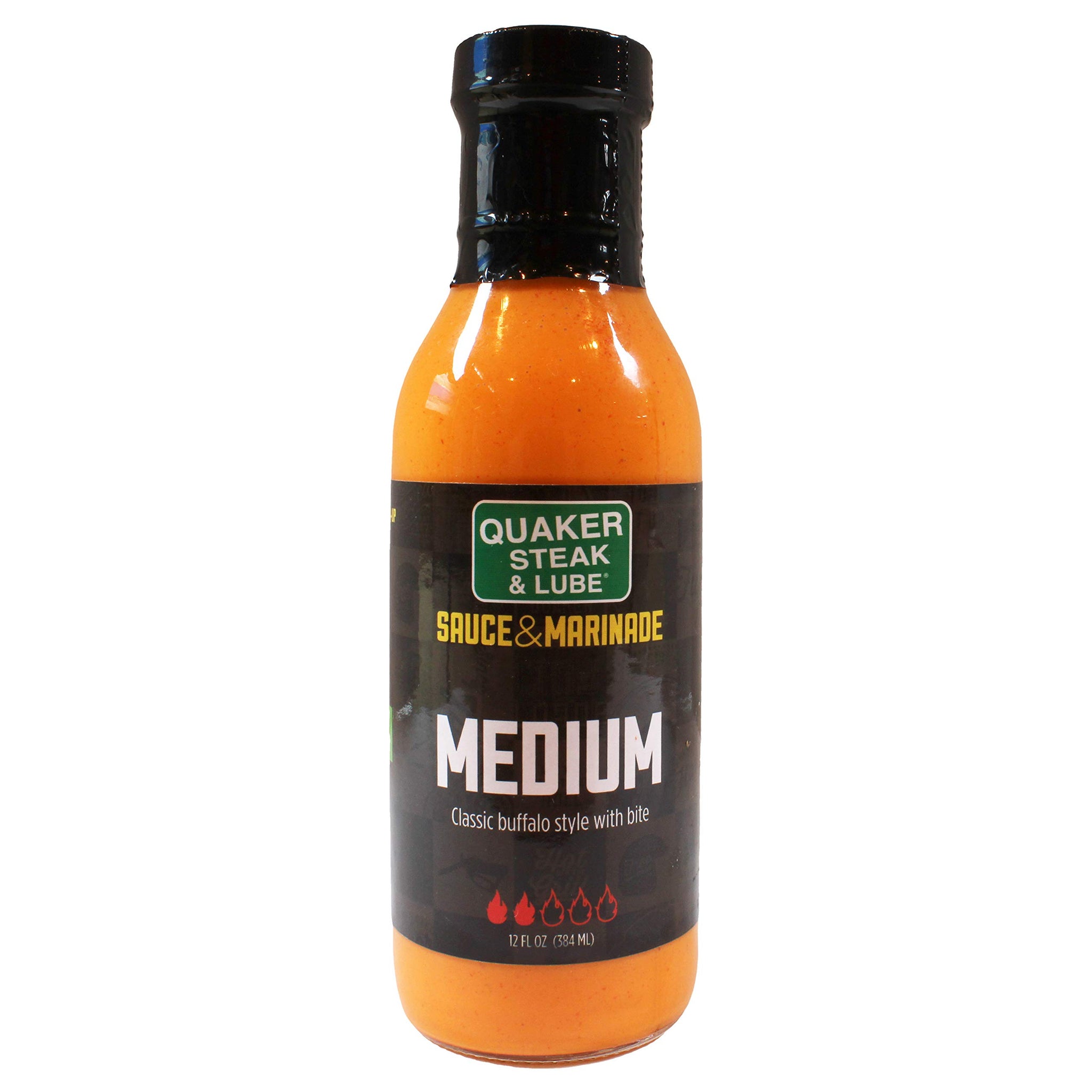 Quaker Steak and Lube Medium Wing Sauce - 12 Ounce Glass Bottle of Quaker Steak & Lube Medium Sauce