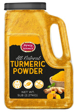 Spicy World Turmeric Powder 5 LB Jar - Gluten Free, Bulk Turmeric with Curcumin, Ground Haldi Spice for Cooking, Pure Curcuma Longa, Non-GMO