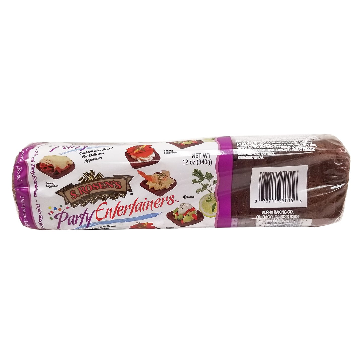 S.Rosens Cocktail Rye Bread - Pumpernickel (Case of 4 Loaves)