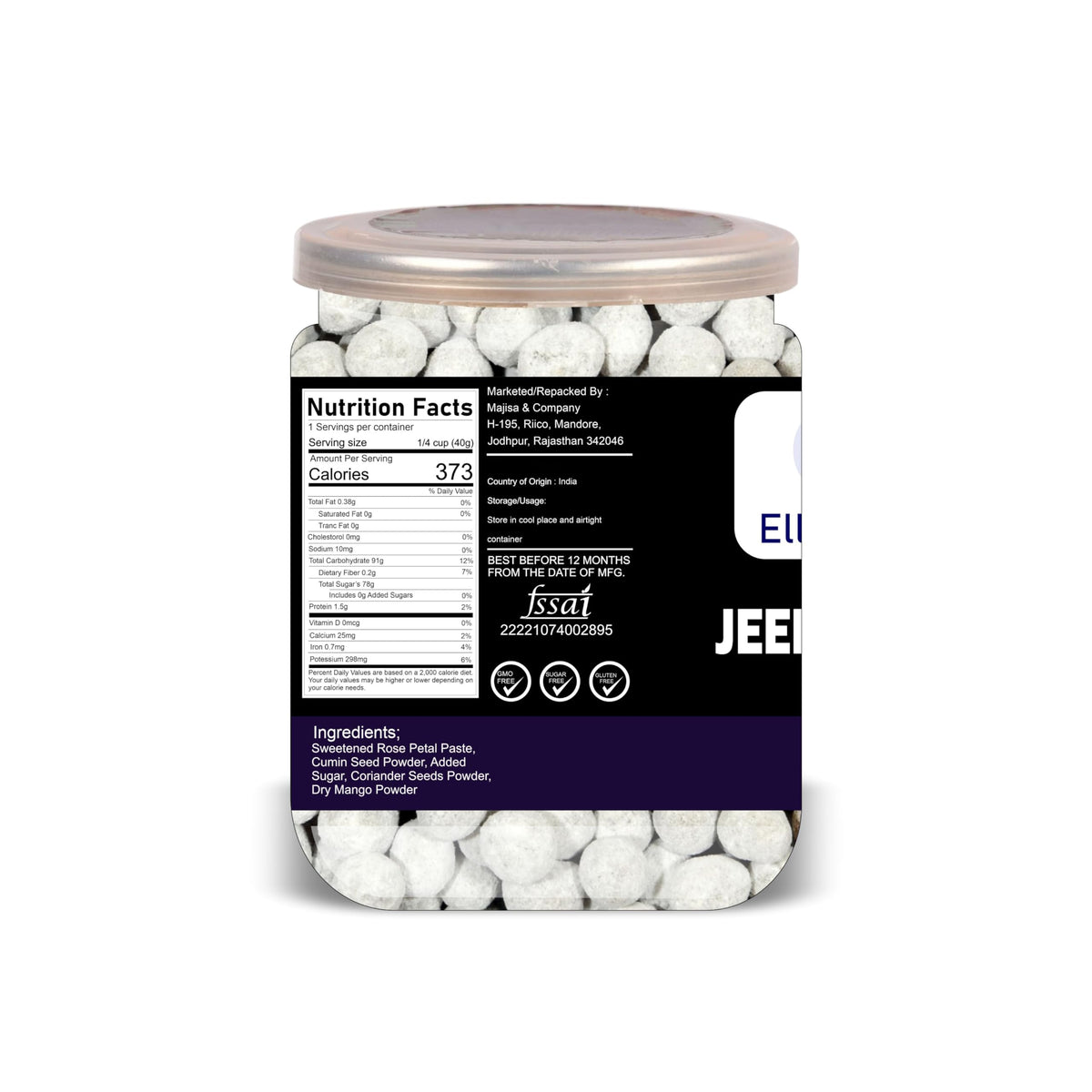 ELLY NUTS Jeera Goli 500 Gram Airtight Container