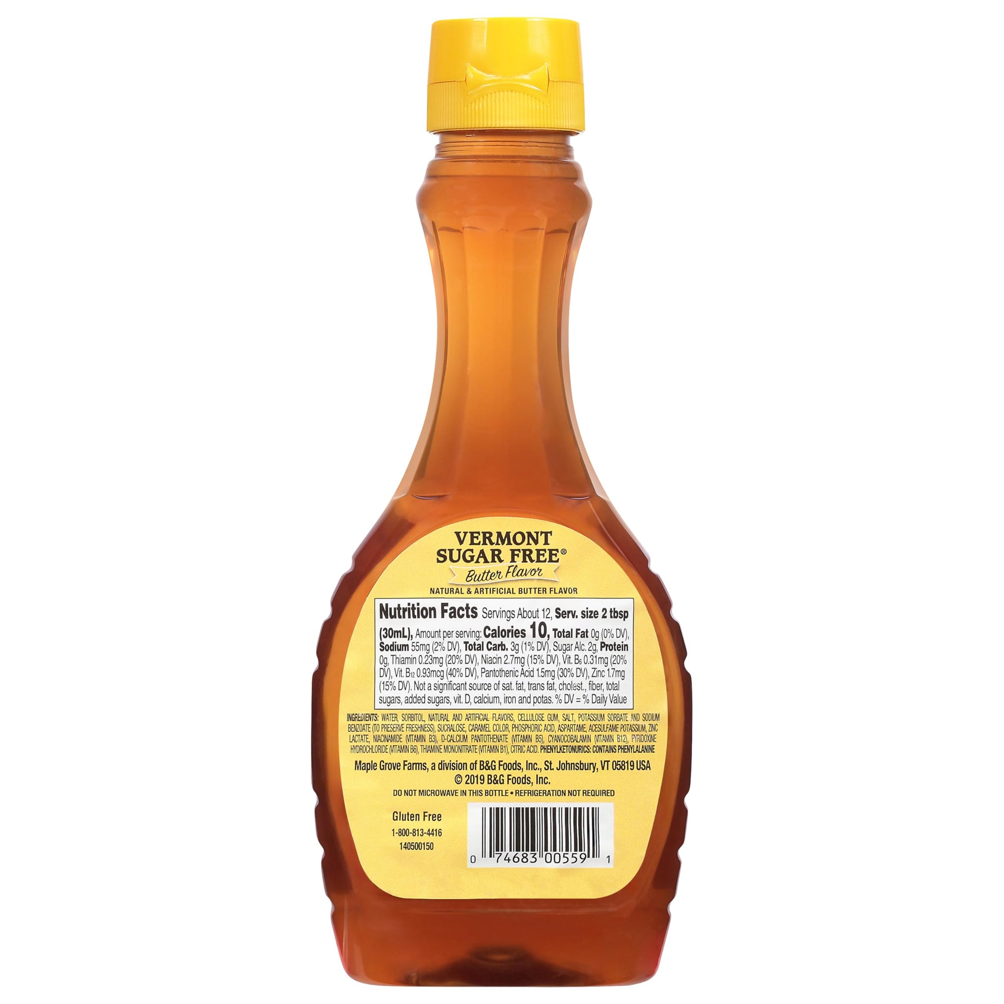 Maple Grove Farms, Vermont Butter Pancake Syrup with Vitamins, Sugar Free, 12 Ounce