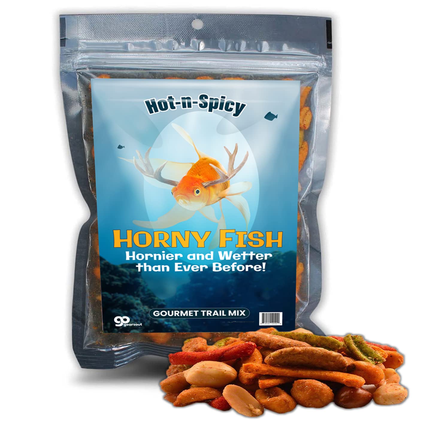 Horny Fish Gourmet Trail Mix - Funny Fishing Gifts Mens Christmas Stockings Adult - Birthday Snack Box Spicy Crunchy Salty Snacks Blend