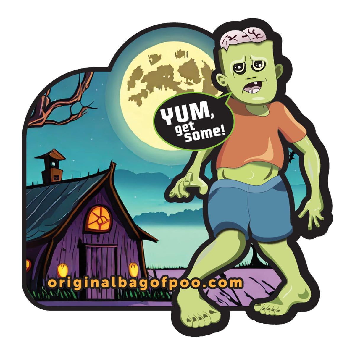 The Original Bag of Poo®, Zombie Poo (Watermelon Flavor Cotton Candy) Novelty Poop Gag Gift. Free sticker inside.