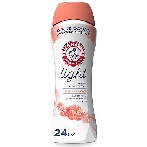 ARM & HAMMER Light In-Wash Scent Booster, No Heavy Perfumes, No Dyes, No Parabens, Peony Blossom Scent, 24 Oz