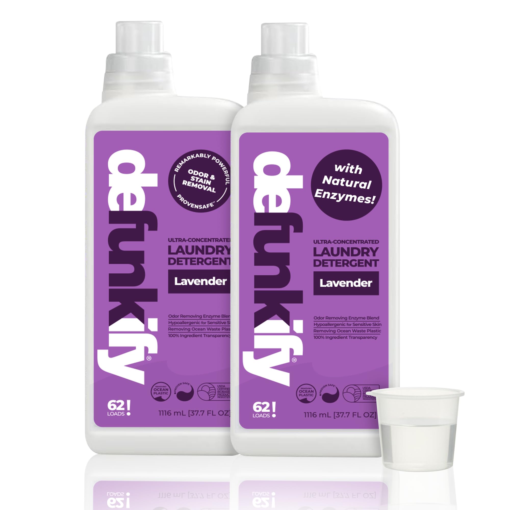 Laundry Detergent, 124 Load. 'Lavender' Essential Oil Liquid Laundry Detergent Washing Soap for Sensitive Skin. ProvenSafe™ Cleaning Supply w/Odor