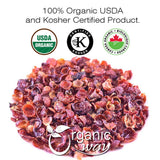 Organic Way Rosehips Fruit Seedless Cut & Sifted (Rosa canina) - Herbal Tea - European Wild-Harvest | Organic & Kosher Certified | Vegan, Non GMO