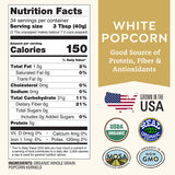 Organic White Popcorn Kernels Unpopped 3 lb - Healthy, Non-GMO, Gluten-Free, Unsalted, Pesticide-Free, Chemical-Free, Glyphosate-Free, Grown in