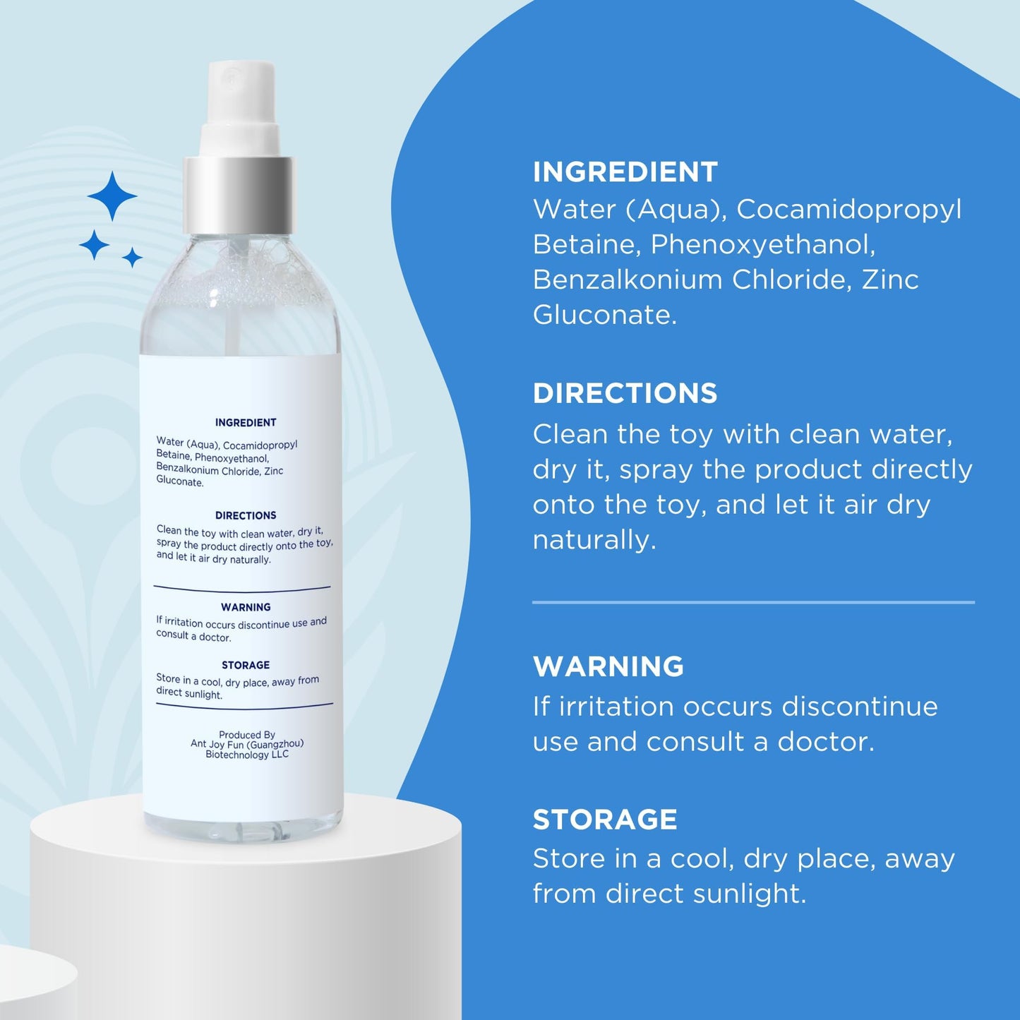 SECRET SENSATIONS Toy Cleaner Spray 240ml - Premium Adult Toy Cleaner for Hygiene - Safe, Gentle, and Effective Toy Cleaner for All Purpose