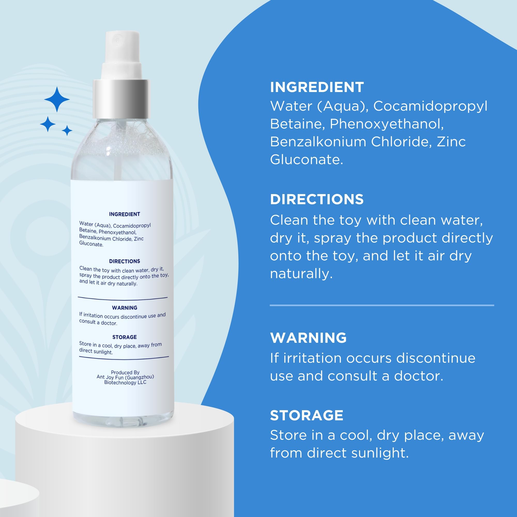 SECRET SENSATIONS Toy Cleaner Spray 240ml - Premium Adult Toy Cleaner for Hygiene - Safe, Gentle, and Effective Toy Cleaner for All Purpose