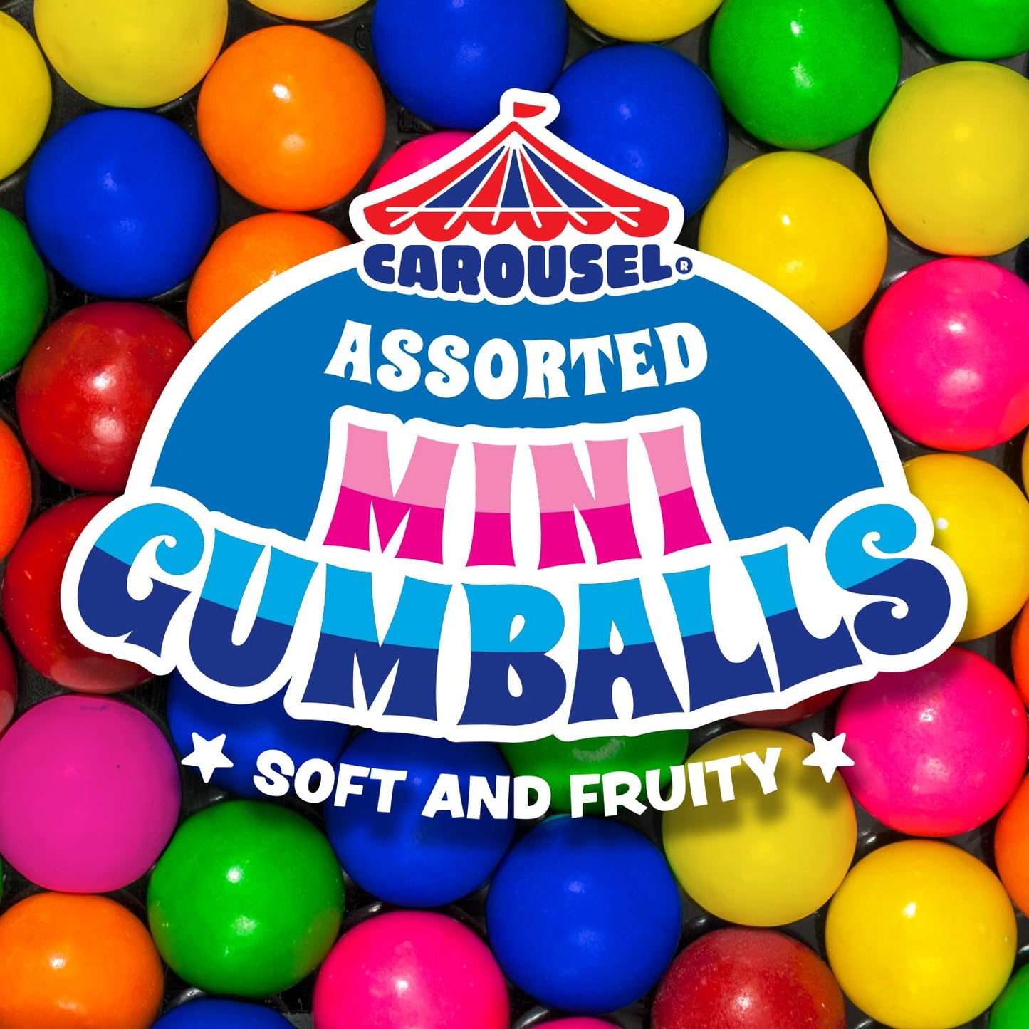 Carousel Assorted Mini Gumballs - Perfect for Gumball Machine Refills - 2lb Bag
