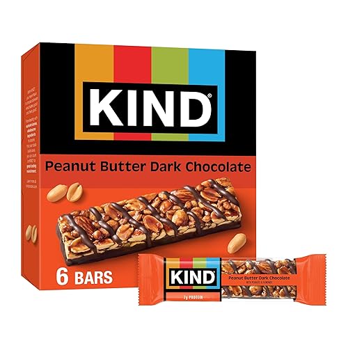 KIND Healthy Snacks Bars, Peanut Butter Dark Chocolate, Gluten Free, Low Sodium Snacks, 7g Protein, 6 Count