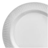 " OCCASIONS " 50 Plates Pack, Heavyweight Premium Disposable Plastic Plates Set (25 x 10.5'' Dinner + 25 x 6.25'' Cake plates) (Diamond in White