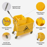 22 Qt (5.5 Gallon) Mop Bucket with Wringer for Floor Cleaning, Handle, Wheels, 16.5" L x 10.6" W x 26.4" H, Yellow,Add One Loop-end String Mop