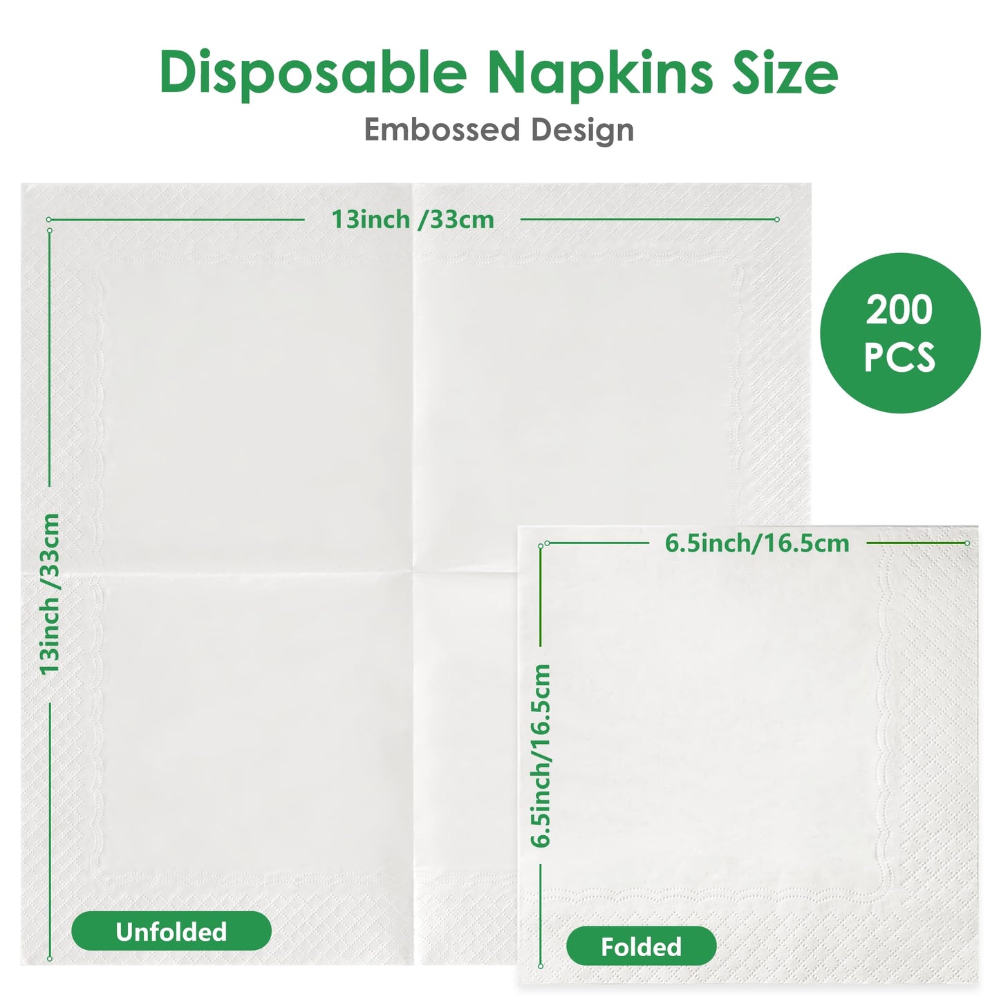 FEHHTO Disposable Napkins - 200 Count Everyday Paper Napkins - 13"x13", 2-Ply Premium Quality Dinner Napkins - Soft, Absorbent for Kitchen