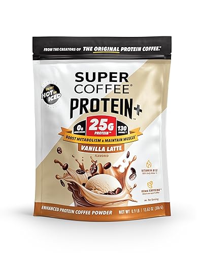 SUPER COFFEE Protein+, Instant Protein Coffee (0g Added Sugar, 25g Protein, 130 Calories),14 Oz | Keto Iced Smart Coffee Drinks (Vanilla)