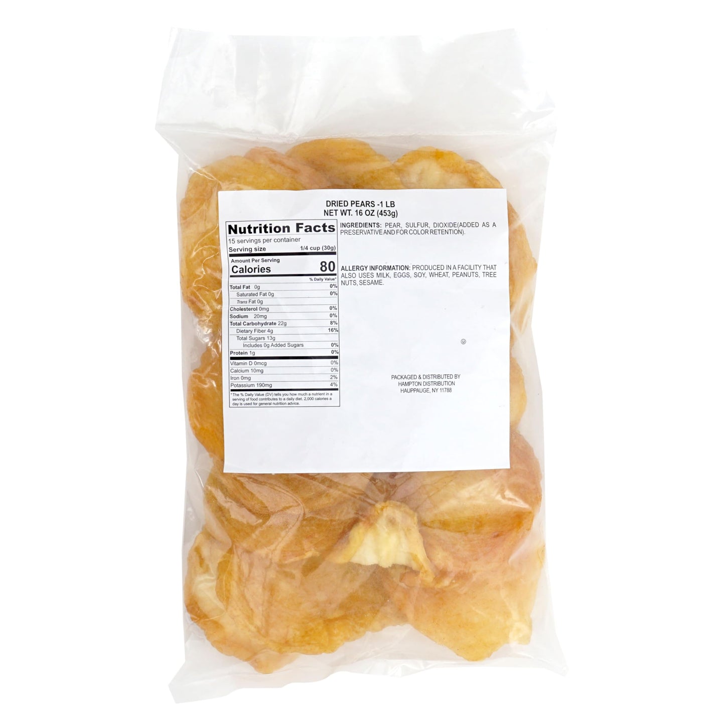 Dried Pears, 1 Pound Bag, The Hampton Popcorn & Candy Company