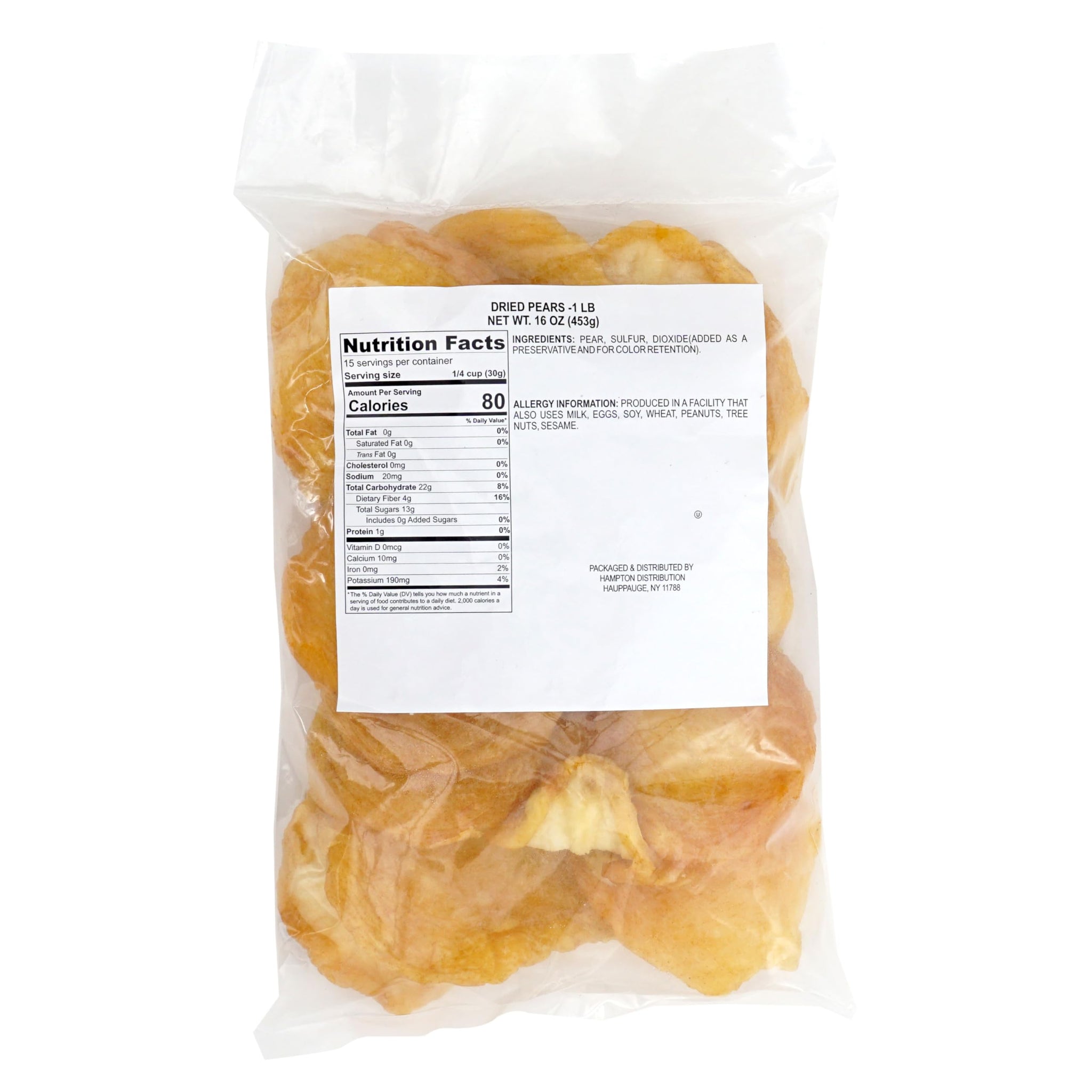 Dried Pears, 1 Pound Bag, The Hampton Popcorn & Candy Company