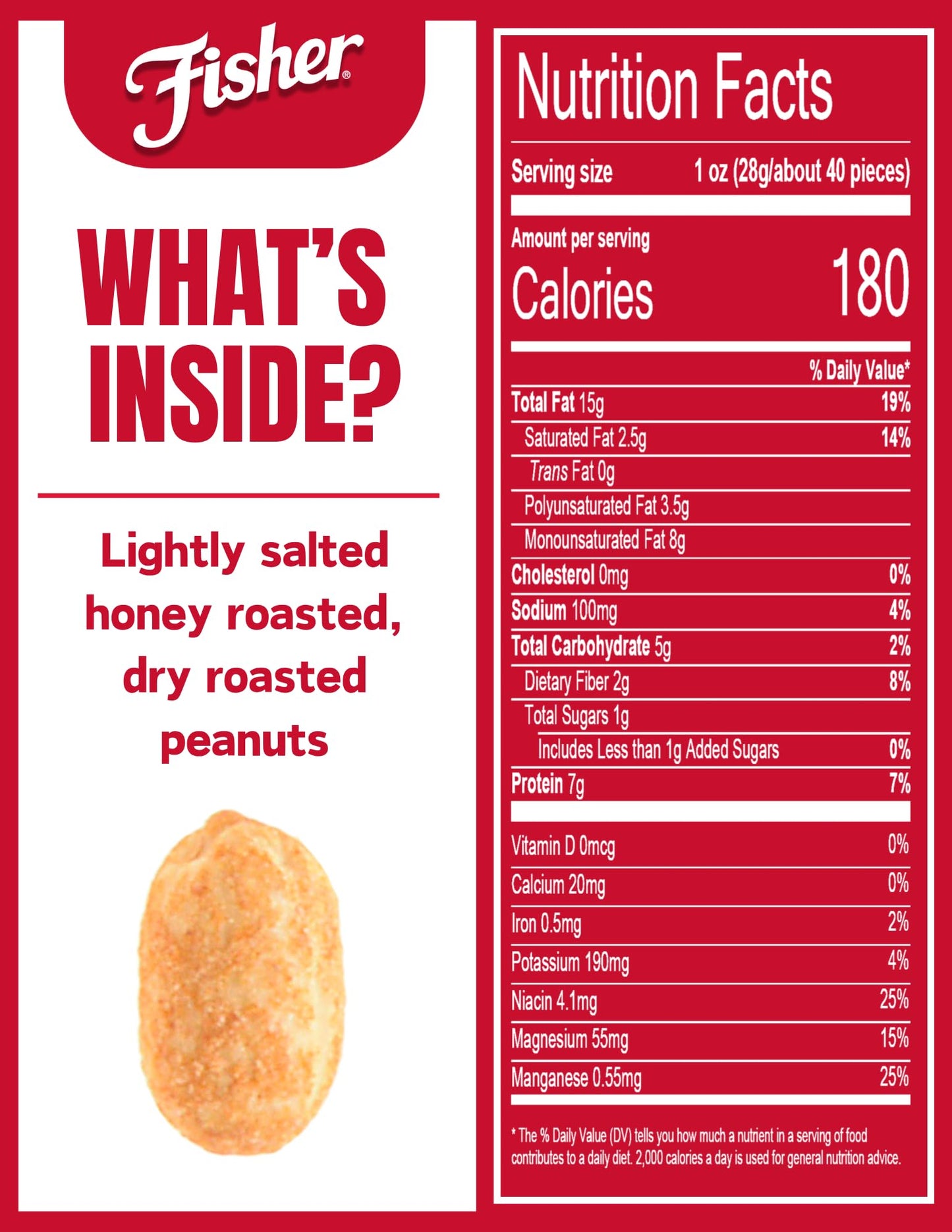 FISHER Snack Lightly Salted Dry Roasted Peanuts, 14 oz