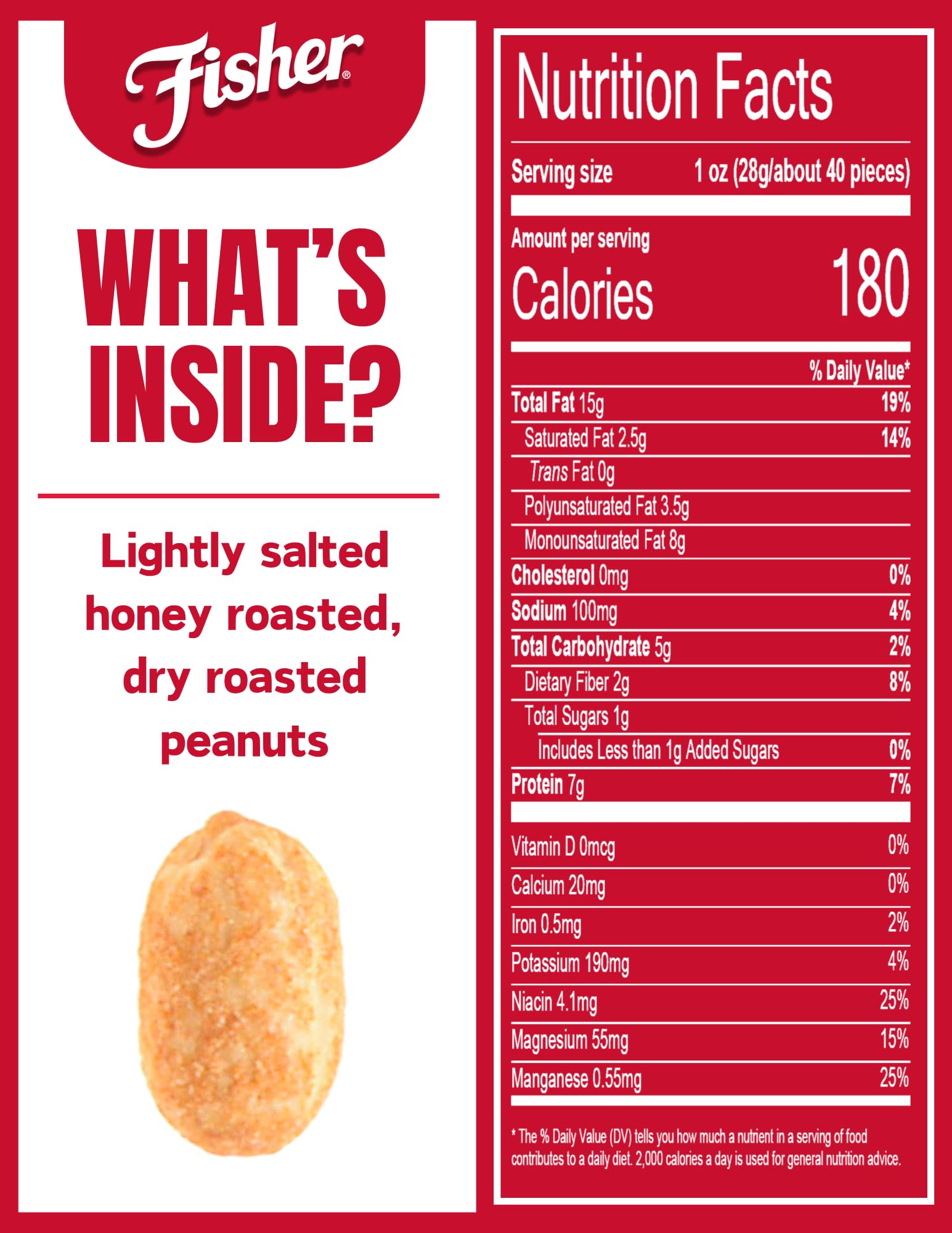 FISHER Snack Lightly Salted Dry Roasted Peanuts, 14 oz