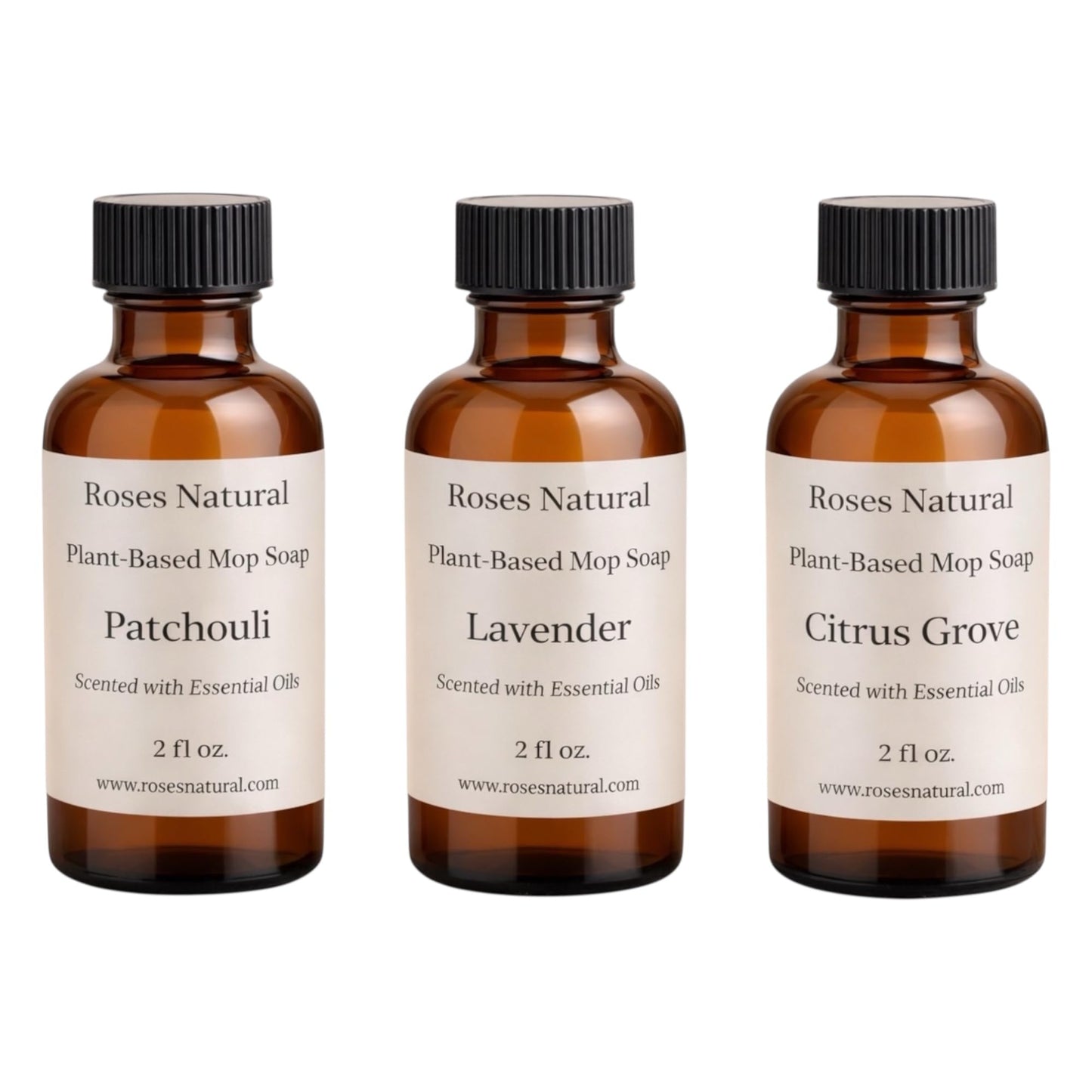 Roses Natural Plant-Based Mop Soap Scent Discovery Set - Mini Scents (2 fl oz Each) - No-Residue, Streak-Free Floor Cleaner Concentrate for Sealed