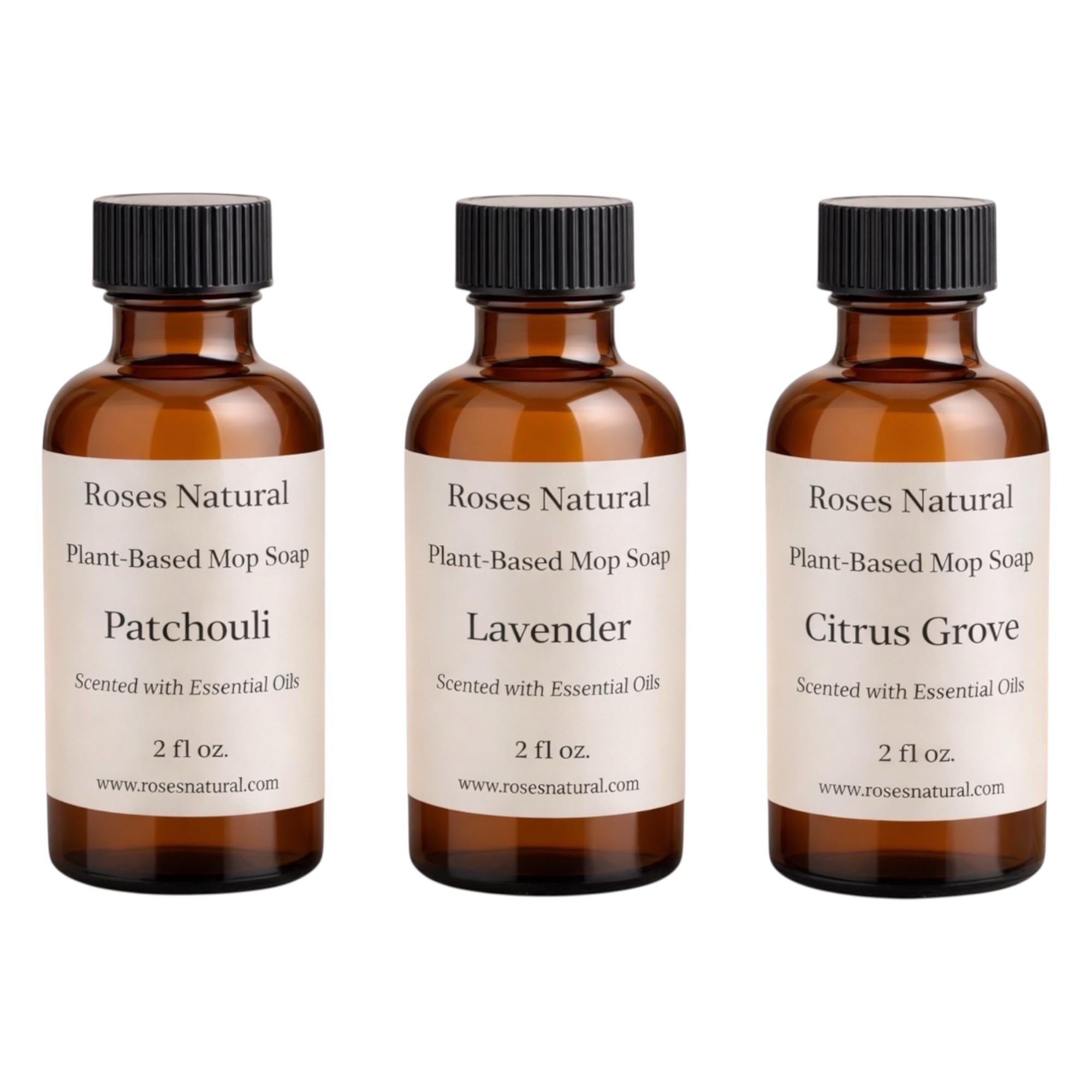 Roses Natural Plant-Based Mop Soap Scent Discovery Set - Mini Scents (2 fl oz Each) - No-Residue, Streak-Free Floor Cleaner Concentrate for Sealed