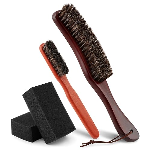 4Pcs Horsehair Felt Hat Brush Kit, Felt Hat Cleanings Kit with Cleaning Sponge Wood Cap Cleaning Lint Remover, for Cowboy Hats Baseball Caps, for Hair