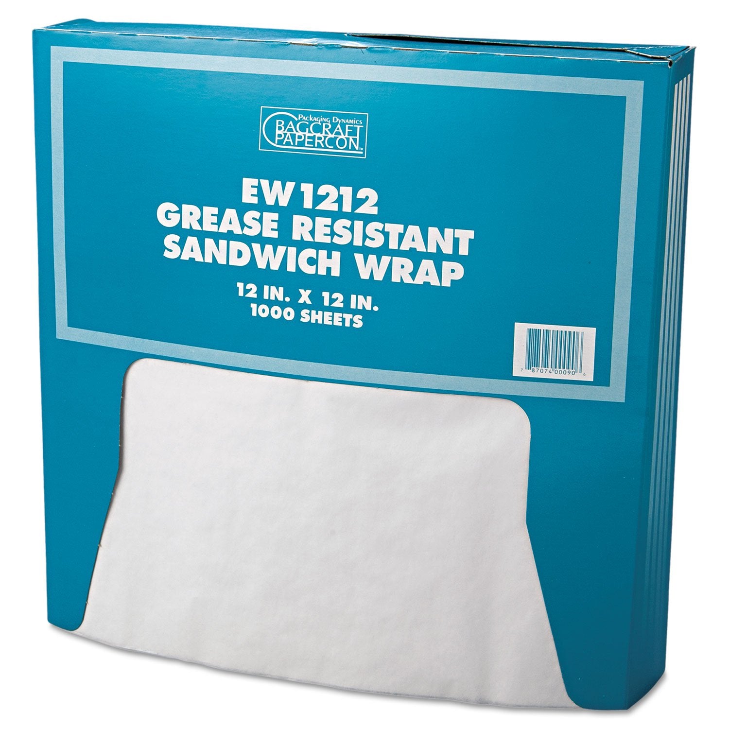 Bagcraft 057012 Grease-Resistant Paper Wrap/Liner 12 x 12 White 1000/Box 5 Boxes/Carton