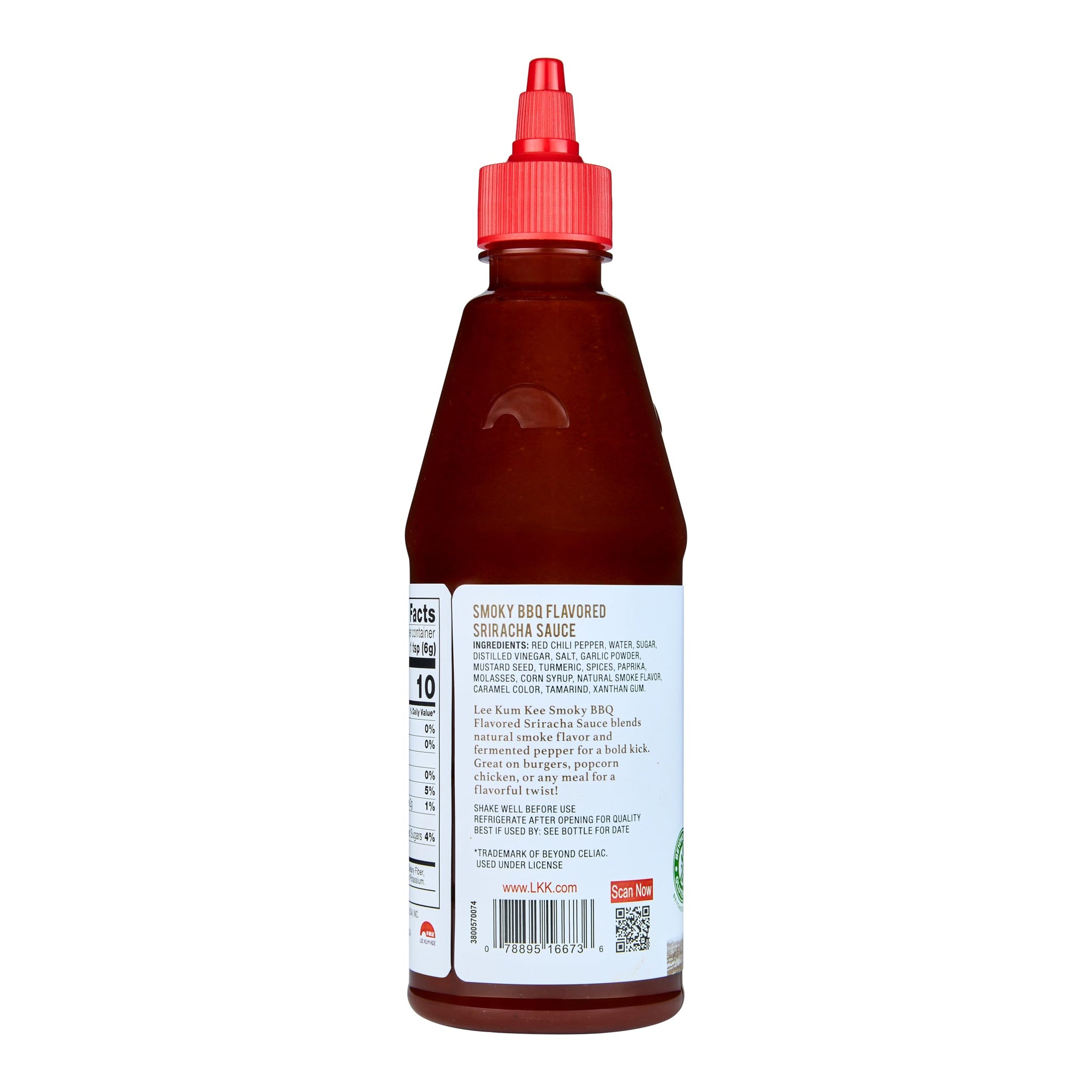 Lee Kum Kee Smoky BBQ Flavored Sriracha Sauce (18.3 oz - 1 Pack), Gluten Free | Bold Spicy Heat with Smoky Flavor | Perfect for Grilling, Dipping