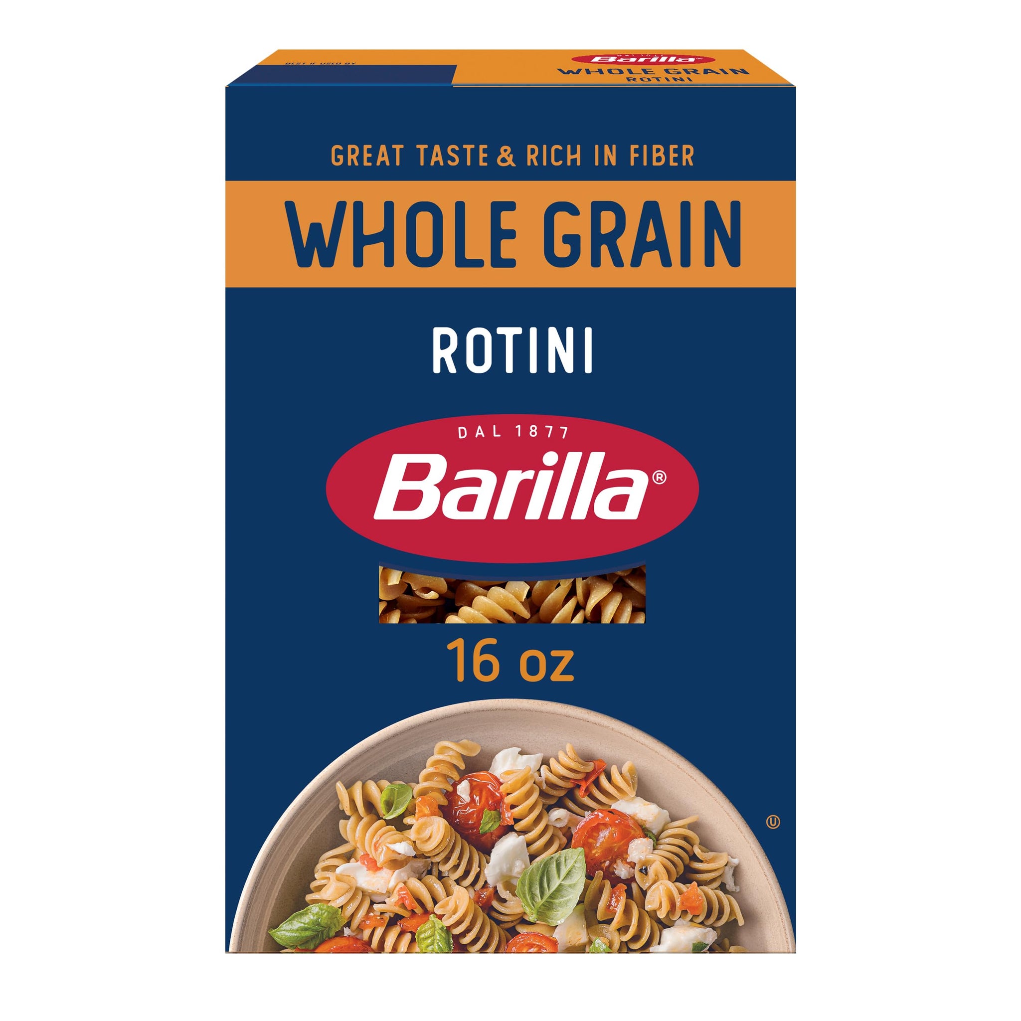 Barilla Whole Grain Rotini Pasta, 16 oz. Box - Non-GMO, Made With 100% Whole Grain Durum Wheat - Great Source of Fiber