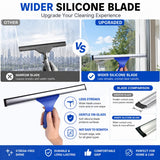 ITTAR Window Squeegee Cleaning Kit with 60 Inch Extension Pole, Glass Cleaner Tool 12" Rubber Blade & 2 Microfiber Pads, Window Washing Equipment